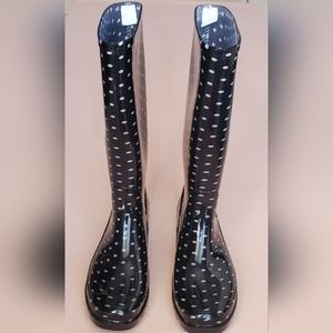 NEW Sloggers Waterproof & Garden Boot Black/White Polka dots Women's Size 7